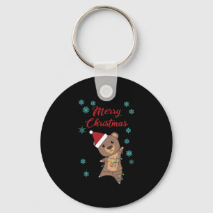 Merry Christmas Bear Snow Winter Bear Teddy Keychain