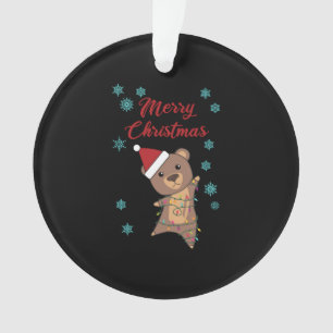Merry Christmas Bear Snow Winter Bear Teddy Ornament