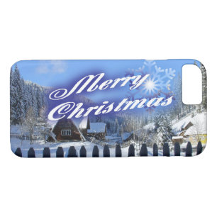 Merry Christmas - Beautiful Log Cabin in the Snow Case-Mate iPhone Case