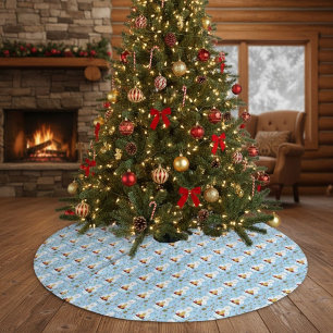 Merry Christmas Beekeeper Pattern Brushed Polyester Tree Skirt