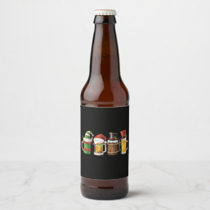 Merry Christmas Beers Drinking Santa Beer Lover  Bottle Label