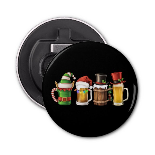 Merry Christmas Beers Drinking Santa Beer Lover  Bottle Opener (Front)