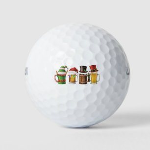 Merry Christmas Beers Drinking Santa Beer Lover  Golf Balls