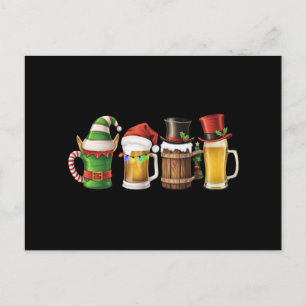 Merry Christmas Beers Drinking Santa Beer Lover Holiday Postcard