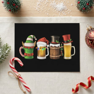 Merry Christmas Beers Drinking Santa Beer Lover  Holiday Postcard