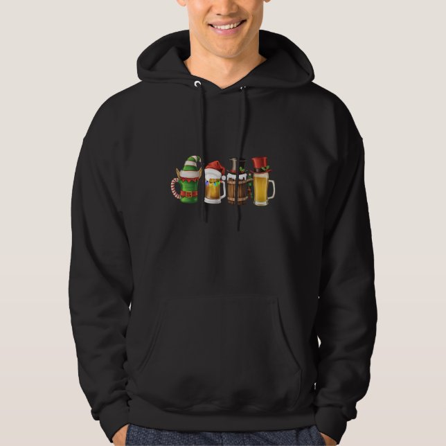 Merry Christmas Beers Drinking Santa Beer Lover  Hoodie (Front)