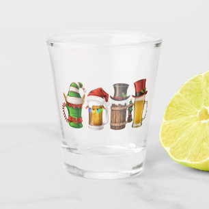 Merry Christmas Beers Drinking Santa Beer Lover  Shot Glass