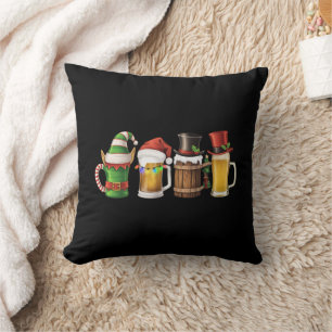Merry Christmas Beers Drinking Santa Beer Lover  Throw Pillow
