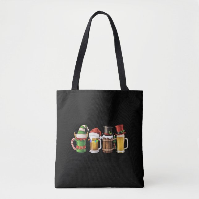 Merry Christmas Beers Drinking Santa Beer Lover  Tote Bag (Front)
