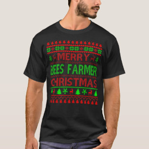 Merry Christmas Bees Farmer Gift T-Shirt