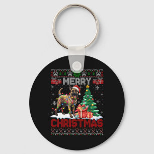 Merry Christmas Belgian Malinois Dog Lover Ugly Xm Keychain