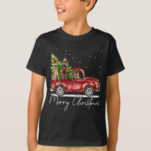 Merry Christmas Belgian Malinois Santa Red Truck X T-Shirt