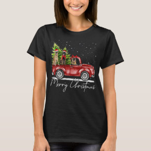 Merry Christmas Belgian Malinois Santa Red Truck X T-Shirt