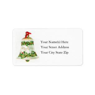 Merry Christmas Bell Vintage Address Label