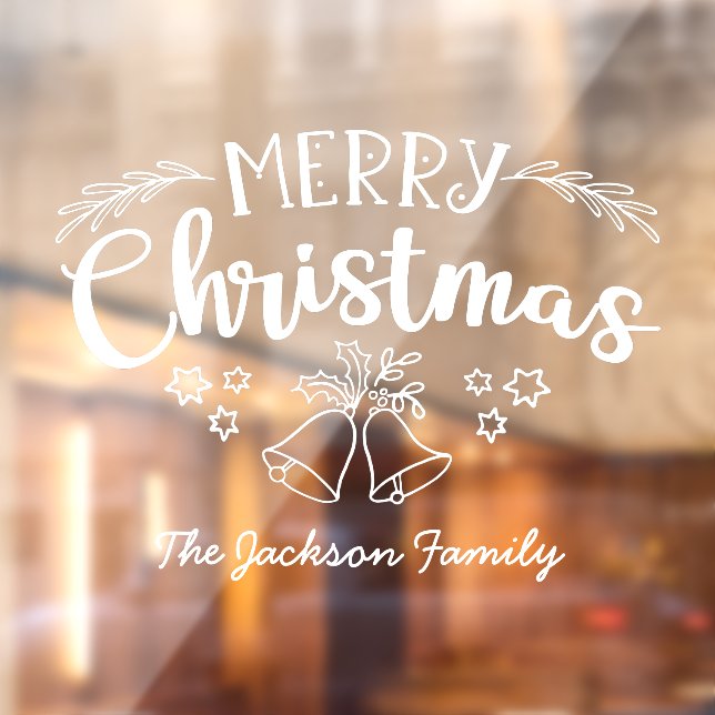 Merry Christmas bells mistletoe stars family name  Window Cling (Sheet 2)