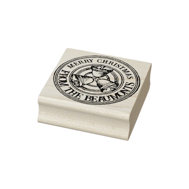 Merry Christmas Bells Personalized Holiday Gift Rubber Stamp (Stamp)