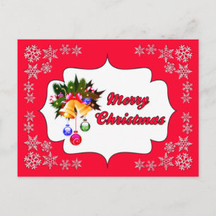 Merry Christmas Bells Red Holiday Postcard