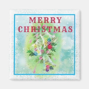 Merry Christmas Bells Retro 2 Inch Magnet