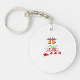 Merry Christmas – Bells & Santa Sleigh Design Keychain