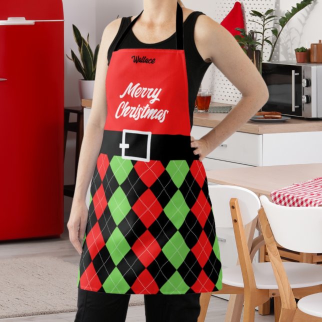 Merry Christmas Belt and Argyle Red Apron (Creator Uploaded)