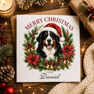 Merry Christmas Bernese Mountain Dog Family Card