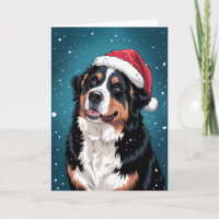 Merry Christmas Bernese Mountain Dog  in Santa 