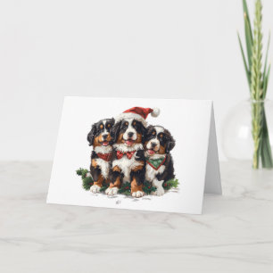 Merry Christmas Bernese Mountain Dogs Card