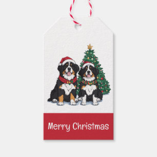 Merry Christmas Bernese Mountain Dogs Gift Tags