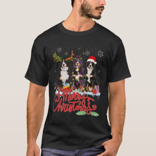 Merry Christmas Bernese Mountain Santa Reindeer Li T-Shirt
