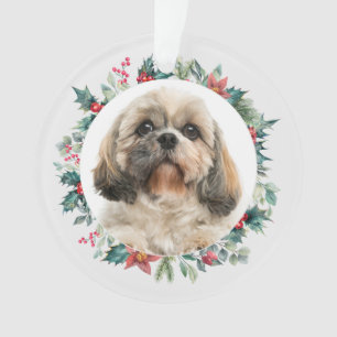 Merry Christmas Berries Pet Dog Photo Personalized Ornament