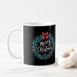 Merry Christmas Berry Wreath Coffee Mug