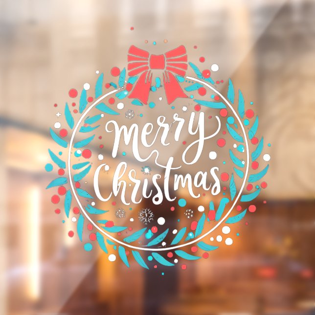 Merry Christmas Berry Wreath Window Cling (Sheet 2)