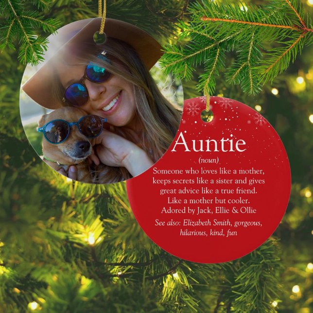 Merry Christmas Best Aunt Auntie Definition Photo Ceramic Ornament (Merry Christmas Best Aunt Auntie Definition Photo Ceramic Ornament)
