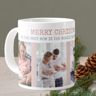 Merry Christmas Best Mom in the World 4 Photo Large Coffee Mug