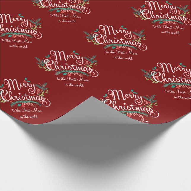 MERRY CHRISTMAS BEST MOM PERSONALIZED WRAPPING WRAPPING PAPER (Corner)
