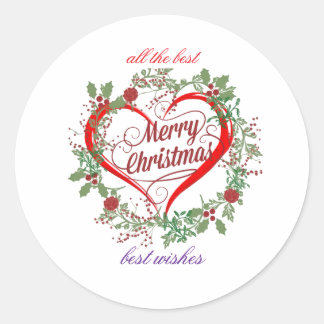 Merry christmas best  wishes classic round sticker