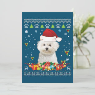 Merry Christmas Bichons Frise Dog Ugly Sweater  Holiday Card