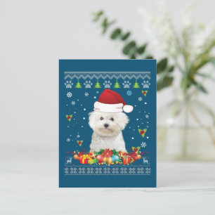 Merry Christmas Bichons Frise Dog Ugly Sweater Postcard