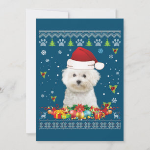 Merry Christmas Bichons Frise Dog Ugly Sweater Thank You Card