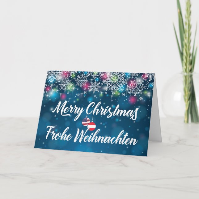 Merry Christmas Bilingual Austrian American Card (Front)