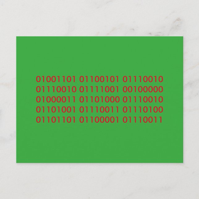 merry christmas binary code holiday postcard (Front)