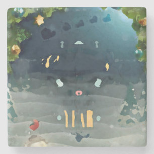 Merry christmas_bird_coaster stone coaster