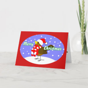 Merry Christmas Bird In Snow Christmas Card