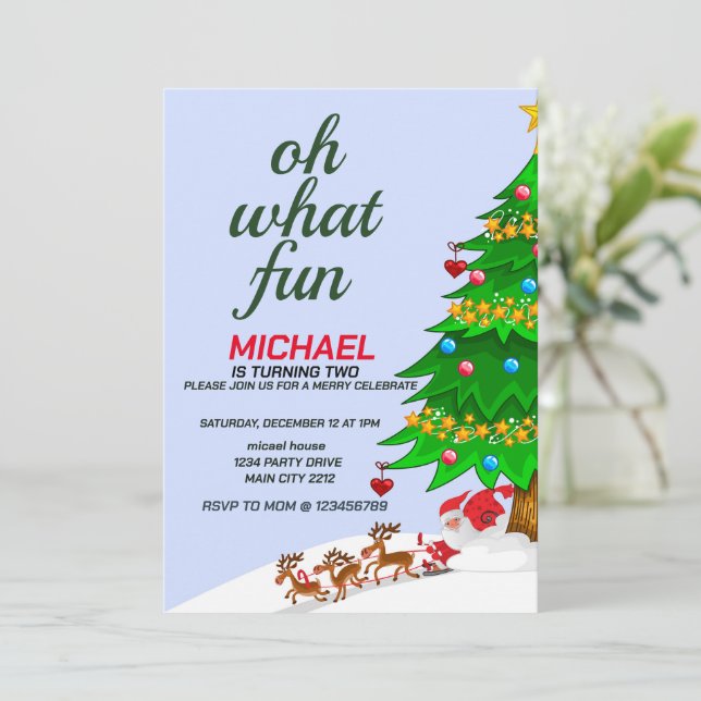 Merry Christmas Birthday Invitation (Standing Front)