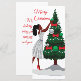 Merry Christmas Black African American Woman Card