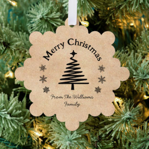 merry christmas black and kraft background simple ornament card