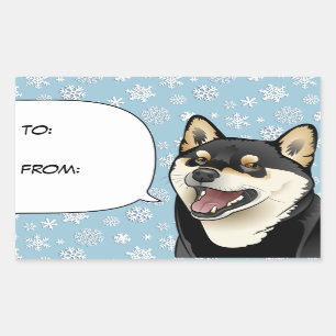 Merry Christmas Black and Tan Shiba Inu Gift Tag