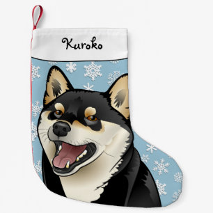 Merry Christmas Black and Tan Shiba Inu Stocking