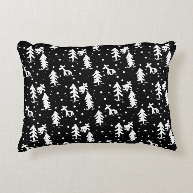 Merry Christmas! Black and white Accent Pillow (Front)
