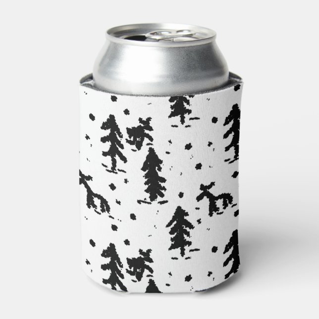 Merry Christmas! Black and white Can Cooler (Can Front)